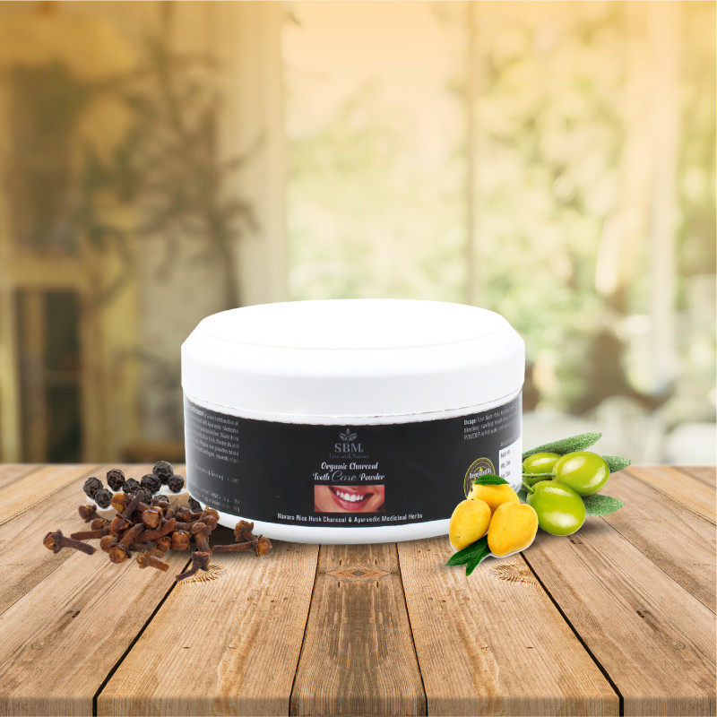ORGANIC CHARCOAL TOOTH CARE POWDER - NAVARA RICE HUSK CHARCOAL & AYURVEDIC MEDICINAL HERBS